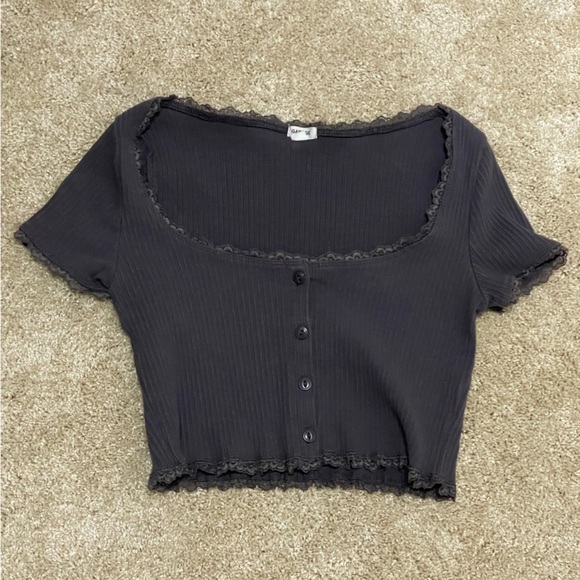 Garage | M | Purple Lace T-Shirt Womens Crop Top - Picture 7 of 8